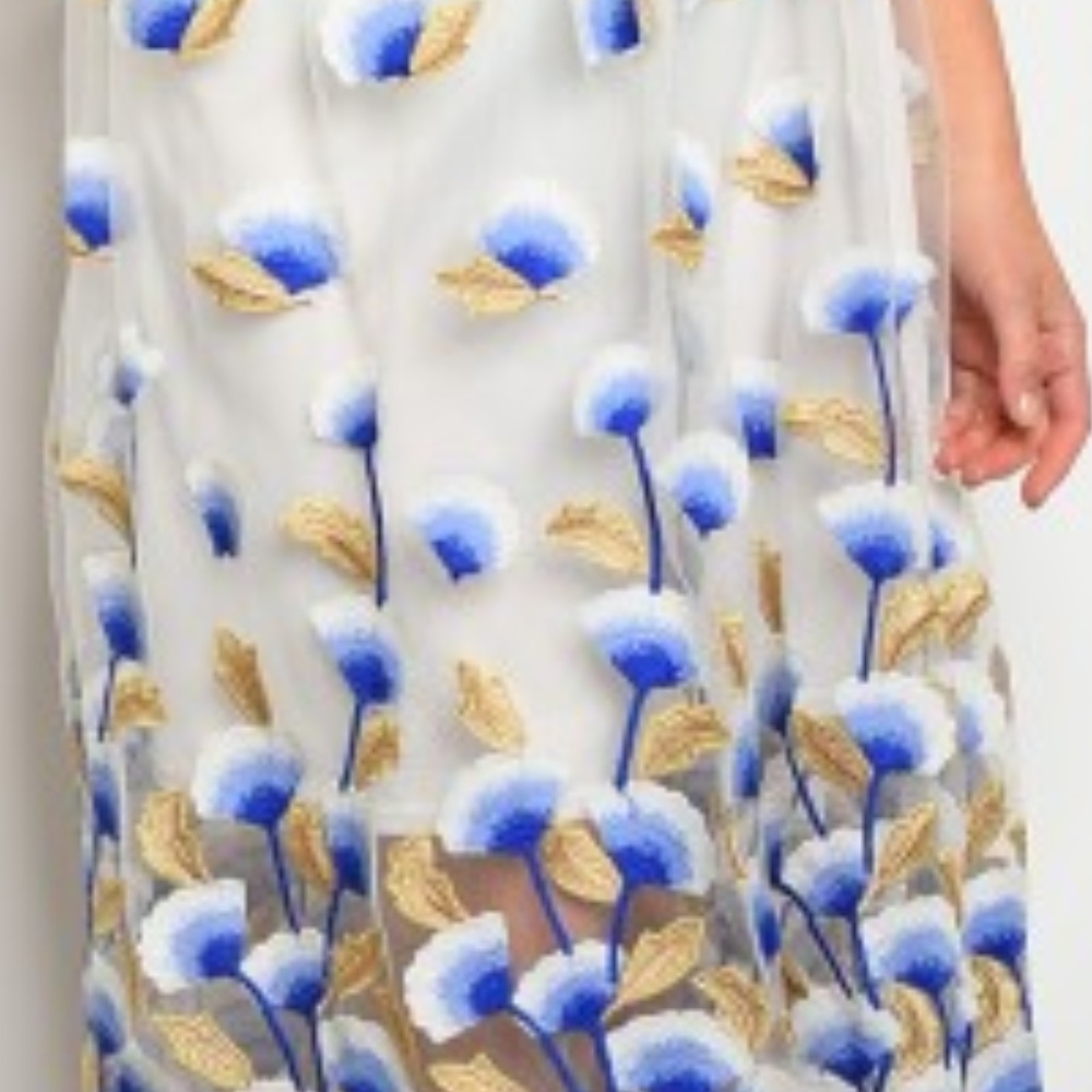 Falling Blue Ginkgo Leaf Embroidered Skirt Set!<3 - Picture 4 of 6